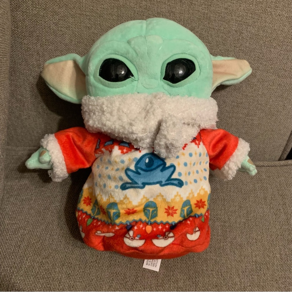 Mandalorian Grogu Plush Toy with Ugly Christmas sweater